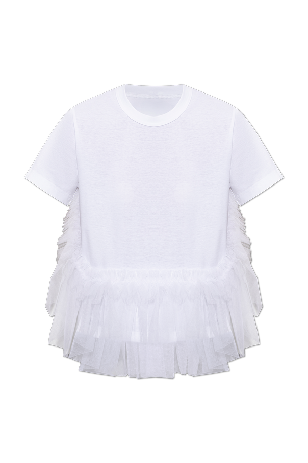 Comme des Garçons Noir Kei Ninomiya White tulle-trim top | Women's